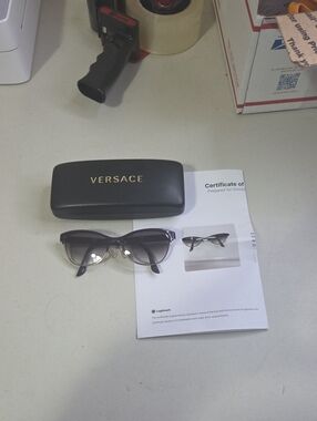 Versace Purple Gradient Cat-Eye Sunglasses with Gold Accents